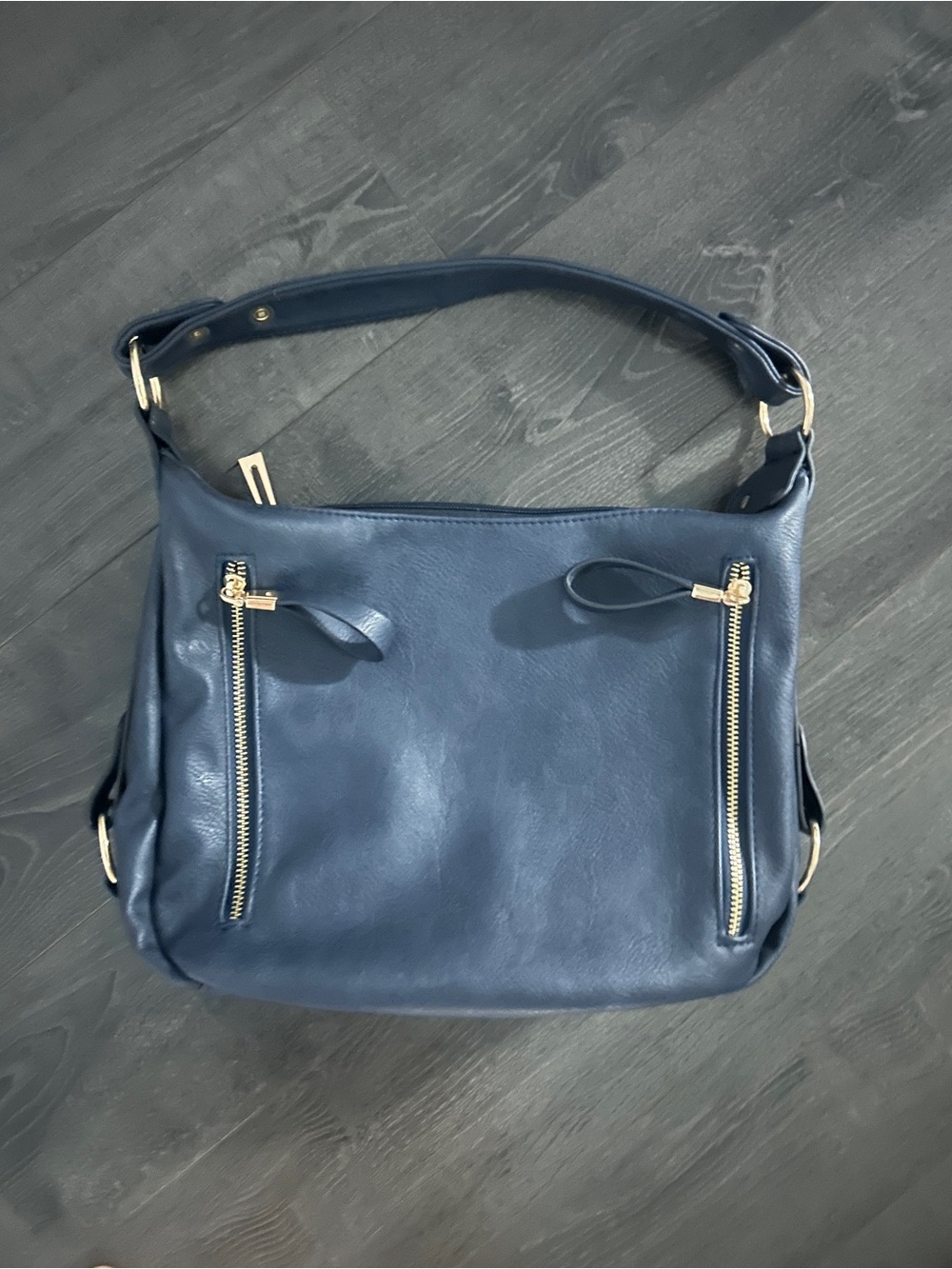 Classic Navy Shoulder Bag with Gold Accents